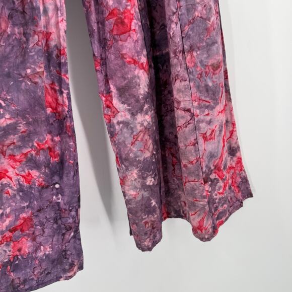 Unbranded Palazzo Pants One Size Tie Dye Made in Italy Cotton Smocked Wide Leg - Picture 8 of 10